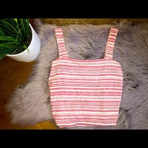 pink stripe straight neck tank